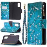 For OPPO Reno4 Pro 5G Colored Drawing Pattern Zipper Horizontal Flip Leather Case with Holder & Card Slots & Wallet(Plum Blossom)