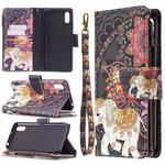 For Xiaomi Redmi 9A Colored Drawing Pattern Zipper Horizontal Flip Leather Case with Holder & Card Slots & Wallet(Flower Elephants)