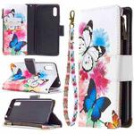 For Xiaomi Redmi 9A Colored Drawing Pattern Zipper Horizontal Flip Leather Case with Holder & Card Slots & Wallet(Two Butterflies)