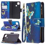 For Xiaomi Redmi 9C Colored Drawing Pattern Zipper Horizontal Flip Leather Case with Holder & Card Slots & Wallet(Gold Butterfly)