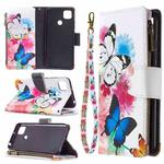 For Xiaomi Redmi 9C Colored Drawing Pattern Zipper Horizontal Flip Leather Case with Holder & Card Slots & Wallet(Two Butterflies)