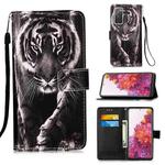 For Samsung Galaxy S20 FE 3D Painting Horizontal Flip Leather Case with Holder & Card Slot & Lanyard(Black and White Tiger)