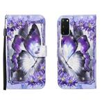 For Samsung Galaxy S20 FE 3D Painted Pattern Horizontal Flip Leather Case with Holder & Wallet & Card slot & Lanyard (Purple Flower Butterfly)