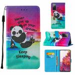 For Samsung Galaxy S20 FE Colored Drawing Pattern Horizontal Flip Leather Case with Holder & Card Slot & Lanyard(Panda)