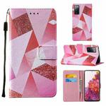 For Samsung Galaxy S20 FE 5G Colored Drawing Pattern Horizontal Flip Leather Case with Holder & Card Slot & Lanyard(Pink Diamond)