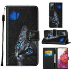 For Samsung Galaxy S20 FE 5G Colored Drawing Pattern Horizontal Flip Leather Case with Holder & Card Slot & Lanyard(Cat)