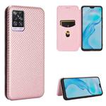 For Vivo V20 Pro Carbon Fiber Texture Horizontal Flip TPU + PC + PU Leather Case with Card Slot(Pink)