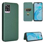 For Vivo V20 Pro Carbon Fiber Texture Horizontal Flip TPU + PC + PU Leather Case with Card Slot(Green)
