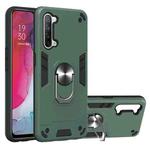 For OPPO Reno 3 Armour Series PC + TPU Protective Case with Ring Holder(Dark Green)