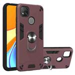 For Xiaomi Redmi 9C Armour Series PC + TPU Protective Case with Ring Holder(Wnie Red)