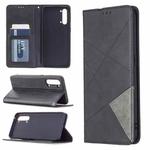 For OPPO Find X2 Lite Rhombus Texture Horizontal Flip Magnetic Leather Case with Holder & Card Slots & Wallet(Black)