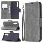 For OPPO Find X2 Lite Retro Lambskin Texture Pure Color Horizontal Flip PU Leather Case with Holder & Card Slots & Wallet & Lanyard(Grey)