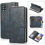 For Samsung Galaxy A51 5G Zipper Wallet Bag Horizontal Flip PU Leather Case with Holder & 9 Card Slots & Wallet & Lanyard & Photo Frame(Blue)