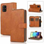For Samsung Galaxy A71 Zipper Wallet Bag Horizontal Flip PU Leather Case with Holder & 9 Card Slots & Wallet & Lanyard & Photo Frame(Brown)