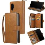 For Samsung Galaxy Note10+ Zipper Wallet Bag Horizontal Flip PU Leather Case with Holder & 9 Card Slots & Wallet & Lanyard & Photo Frame(Brown)