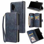 For Samsung Galaxy Note10+ Zipper Wallet Bag Horizontal Flip PU Leather Case with Holder & 9 Card Slots & Wallet & Lanyard & Photo Frame(Blue)