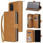 For Samsung Galaxy Note20 Ultra Zipper Wallet Bag Horizontal Flip PU Leather Case with Holder & 9 Card Slots & Wallet & Lanyard & Photo Frame(Brown)