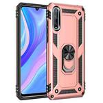 For Huawei Y8p Shockproof TPU + PC Protective Case with 360 Degree Rotating Holder(Rose Gold)