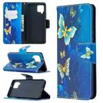 For Samsung Galaxy A42 5G Colored Drawing Pattern Horizontal Flip Leather Case with Holder & Card Slots & Wallet(Blue Butterfly)