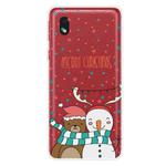 For Samsung Galaxy A01 Core Christmas Series Clear TPU Protective Case(Take Picture Bear Snowman)