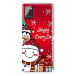 For Samsung Galaxy A21s Christmas Series Clear TPU Protective Case(Cute Penguin Snowman)