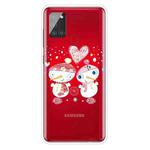 For Samsung Galaxy A21s Christmas Series Clear TPU Protective Case(Couple Snowman)
