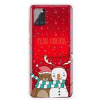 For Samsung Galaxy A21s Christmas Series Clear TPU Protective Case(Take Picture Bear Snowman)