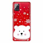 For Samsung Galaxy A51 5G Christmas Series Clear TPU Protective Case(Chubby White Bear)