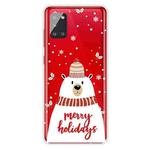 For Samsung Galaxy A51 5G Christmas Series Clear TPU Protective Case(Scarf White Bear)