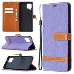 For Samsung Galaxy A42 5G Color Matching Denim Texture Horizontal Flip Leather Case with Holder & Card Slots & Wallet & Lanyard(Purple)