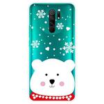 For Xiaomi Redmi 9 Christmas Series Transparent TPU Protective Case(Chubby White Bear)