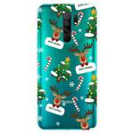 For Xiaomi Redmi 9 Christmas Series Transparent TPU Protective Case(Cane Deer)