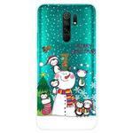 For Xiaomi Redmi 9 Christmas Series Transparent TPU Protective Case(Penguin Family)