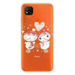 For Xiaomi Redmi 9C Christmas Series Transparent TPU Protective Case(Couple Snowman)