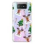 For ASUS Zenfone 7 Pro ZS671KS Christmas Series Transparent TPU Protective Case(Cane Deer)