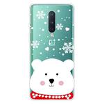 For OnePlus 8 Christmas Series Transparent TPU Protective Case(Chubby White Bear)
