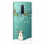 For OnePlus 8 Christmas Series Transparent TPU Protective Case(Milk Tea Snowman)