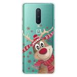 For OnePlus 8 Christmas Series Transparent TPU Protective Case(Smiley Deer)