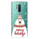 For OnePlus 8 Pro Christmas Series Transparent TPU Protective Case(Scarf White Bear)
