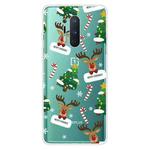 For OnePlus 8 Pro Christmas Series Transparent TPU Protective Case(Cane Deer)