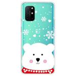 For OnePlus 8T Christmas Series Transparent TPU Protective Case(Chubby White Bear)