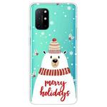 For OnePlus 8T Christmas Series Transparent TPU Protective Case(Scarf White Bear)