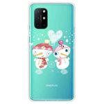 For OnePlus 8T Christmas Series Transparent TPU Protective Case(Couple Snowman)