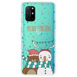 For OnePlus 8T Christmas Series Transparent TPU Protective Case(Take Picture Bear Snowman)