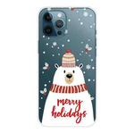 For iPhone 11 Pro Max Christmas Series Clear TPU Protective Case (Scarf White Bear)