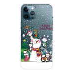 For iPhone 11 Pro Max Christmas Series Clear TPU Protective Case (Penguin Family)