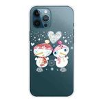 For iPhone 11 Pro Max Christmas Series Clear TPU Protective Case (Couple Snowman)