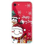For iPhone SE 2022 / SE 2020 / 8 / 7 Christmas Series Clear TPU Protective Case(Cute Penguin Snowman)