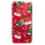 For iPhone SE 2022 / SE 2020 / 8 / 7 Christmas Series Clear TPU Protective Case(Cane Deer)