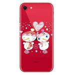 For iPhone SE 2022 / SE 2020 / 8 / 7 Christmas Series Clear TPU Protective Case(Couple Snowman)